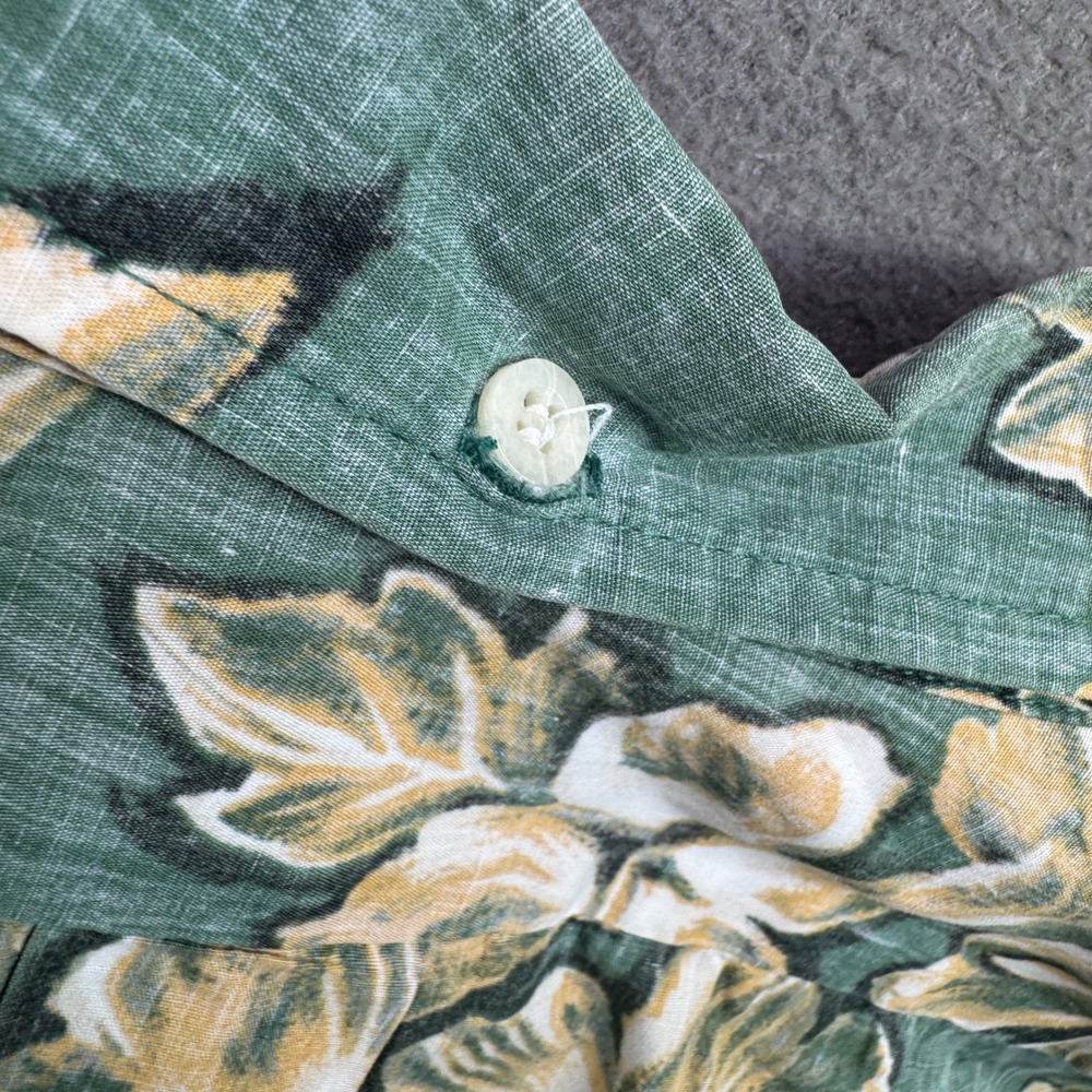 Vintage Reyn Spooner Shirt XL Green Hibiscus Cotton Pullover Hawaiian Aloha - Picture 8 of 9